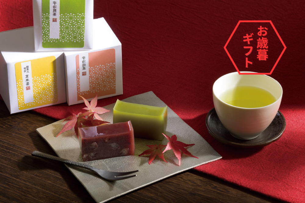 【冬ギフト2025】絹ごし羊羹（抹茶）1本・宇治抹セット